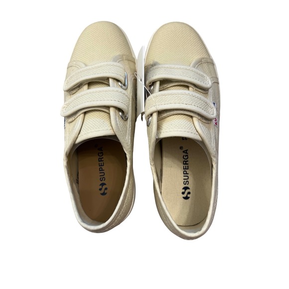 Superga 2730 Kids Straps Beige Light Eggshell Favorio Velcro Sneakers Size 1 - Picture 2 of 8